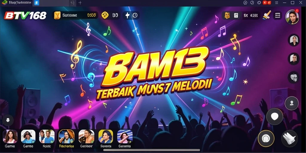 Tampilan utama gameplay BTV168 dengan pengalaman musik interaktif.