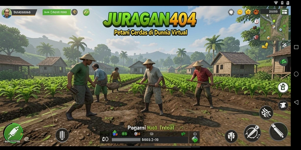 Tampilan gameplay JURAGAN404 yang menarik dengan aktivitas pertanian.