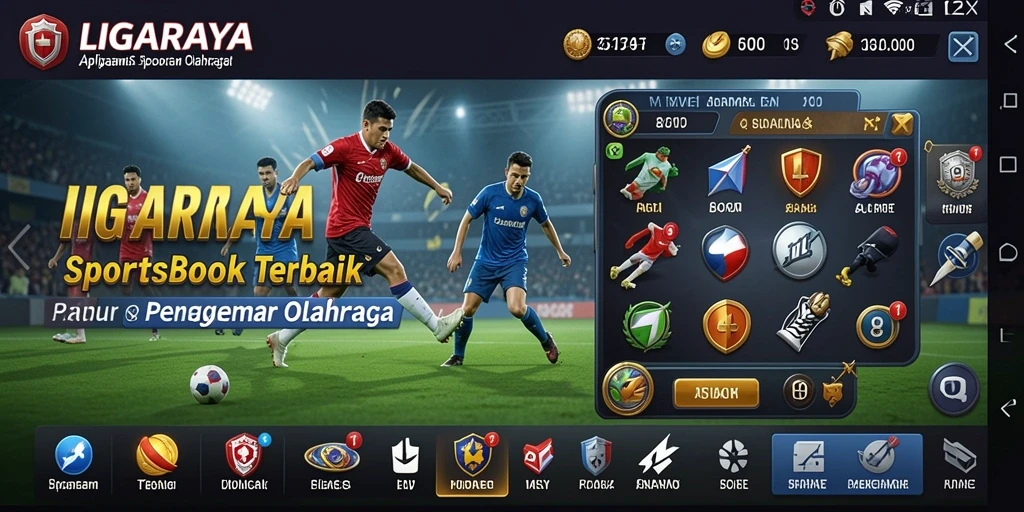 Tampilan antarmuka LIGARAYA dengan berbagai pilihan taruhan olahraga.