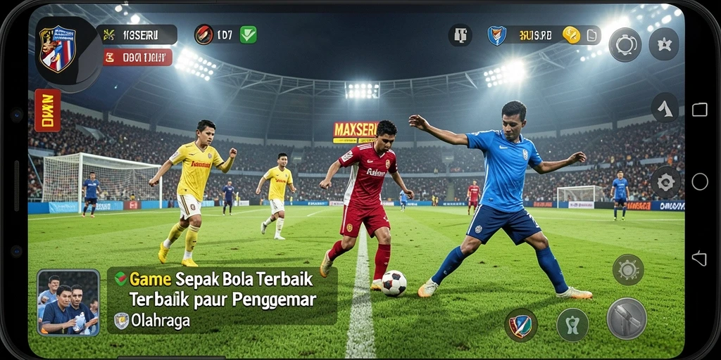 Tampilan gameplay seru dari MAXSERU dengan aksi sepak bola yang menakjubkan.