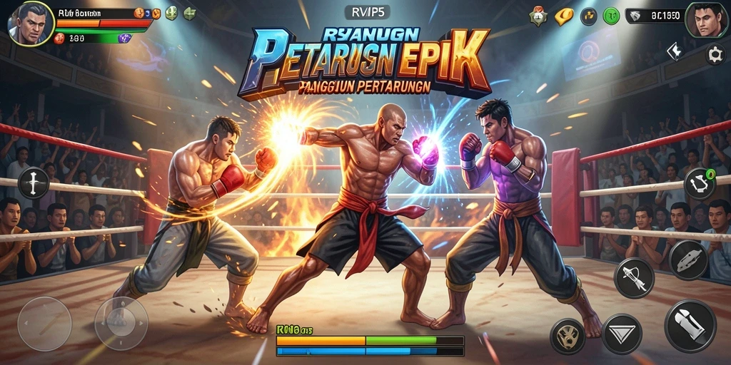 Tampilan utama gameplay RVIP5 dengan aksi pertarungan yang intens.